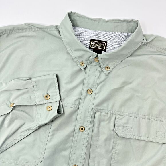 CE Schmidt Workwear Mens Green 3XL Long Sleeve Button Down Vented‎ Zip Pocket - Picture 1 of 12